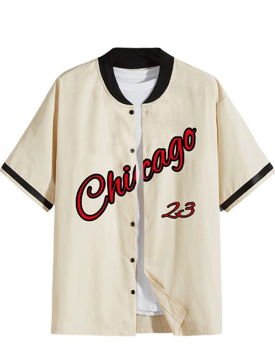 chemise baseball beige