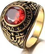 bague US Army homme pierre rouge