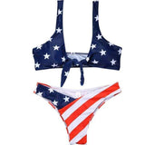 bikini bandeau avec noeud motif americain
