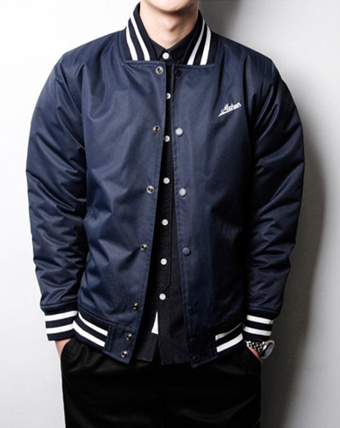 blouson style americain bleu marine