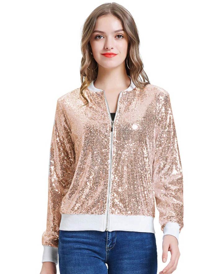 blouson teddy usa femme paillettes