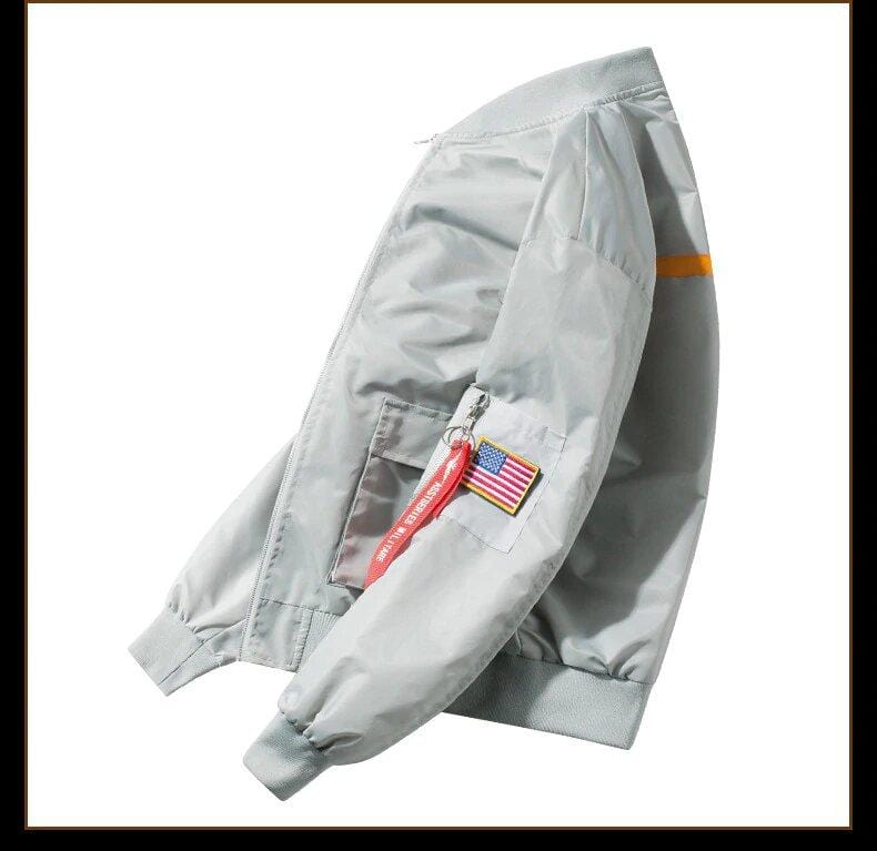 blouson bomber gris drapeau etats unis