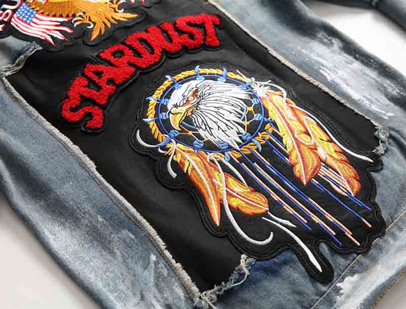 broderie arriere blouson jean usa