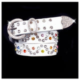 ceinture blanche pierres colorees