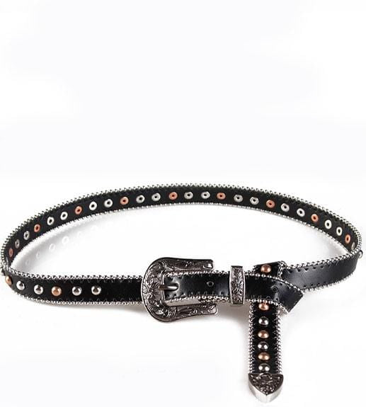 ceinture fine femme rivets bicolores