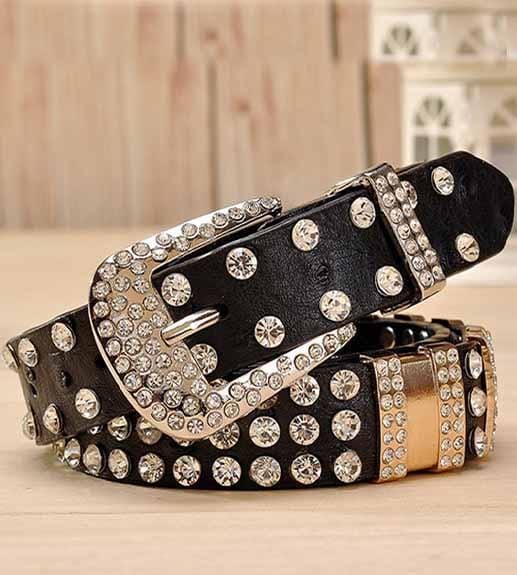 ceinture noire strass cowgirl