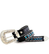 ceinture noire style concho turquoise