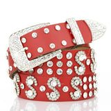 ceinture rouge pierres brillantes cowboy