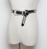 ceinture noire cuir strass cowboy