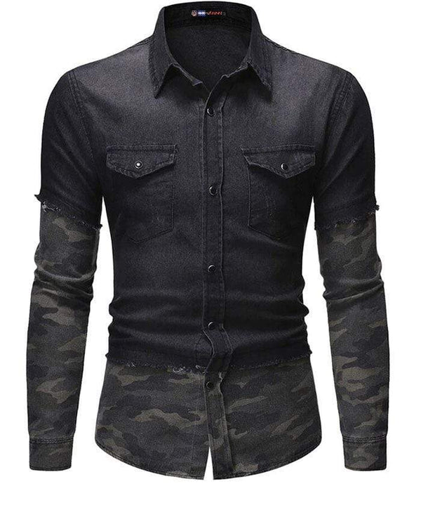 chemise camouflage en jean pour homme