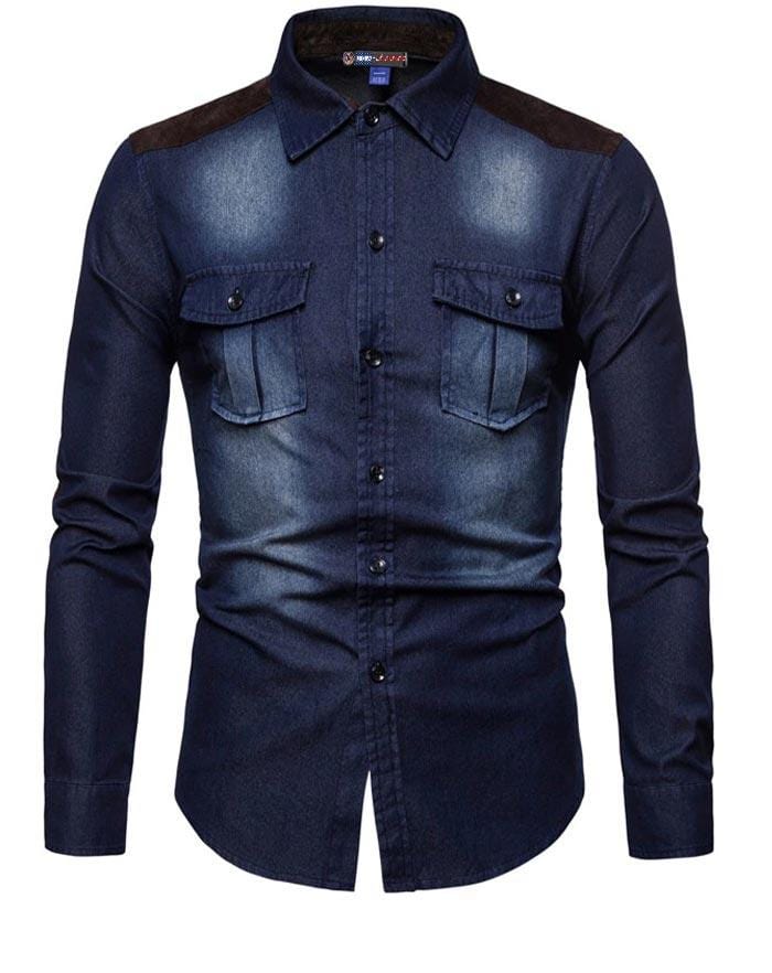 chemise western bleu marine