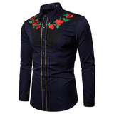 chemise brodee bleu marine style country