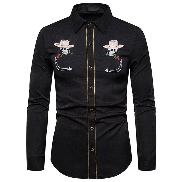 chemise tete de mort noire country