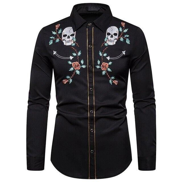 chemise tete de mort style floral
