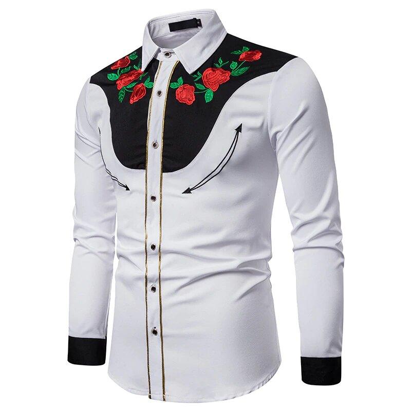 chemise usa western avec roses rouges