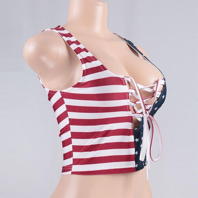crop top drapeau americain
