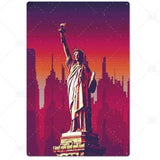 deco design statue liberte fond mauve