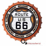 decoration orange en metal route 66 forme bouchon