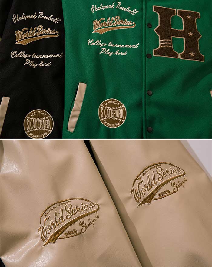 détails blouson universitaire USA