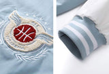 détails varsity université bleu clair