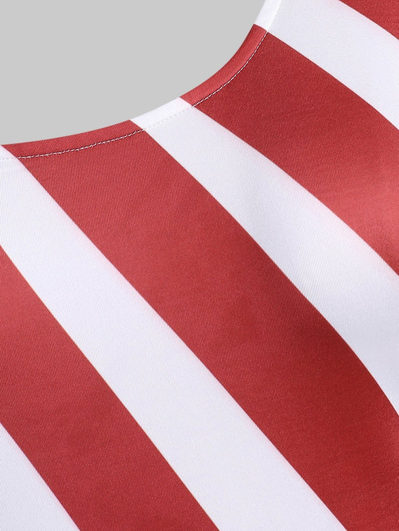 details bandes rouge drapeau americain t shirt femme