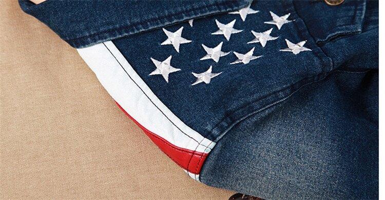 details imprime veste drapeau americain