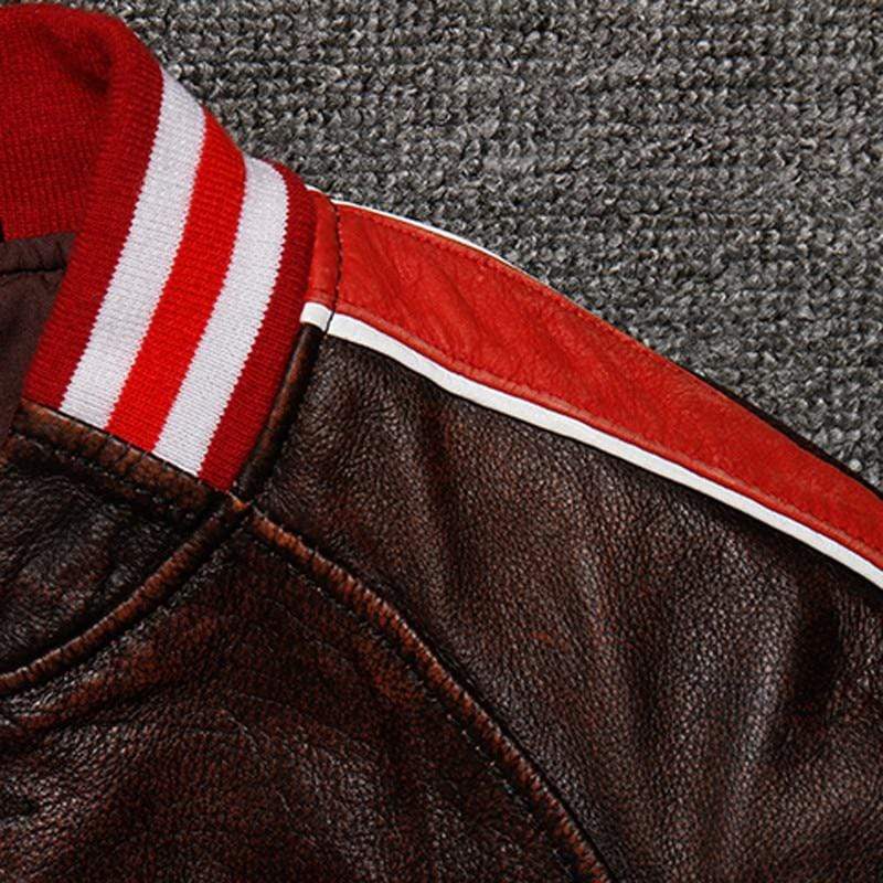 details epaule blouson cuir aviateur