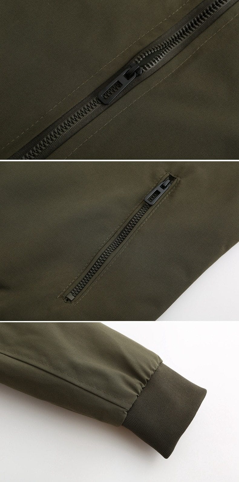 details fermeture eclair manche veste armee us