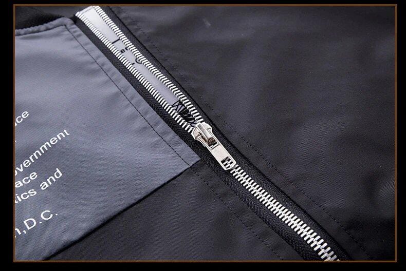 details fermeture eclair veste banniere etoilee