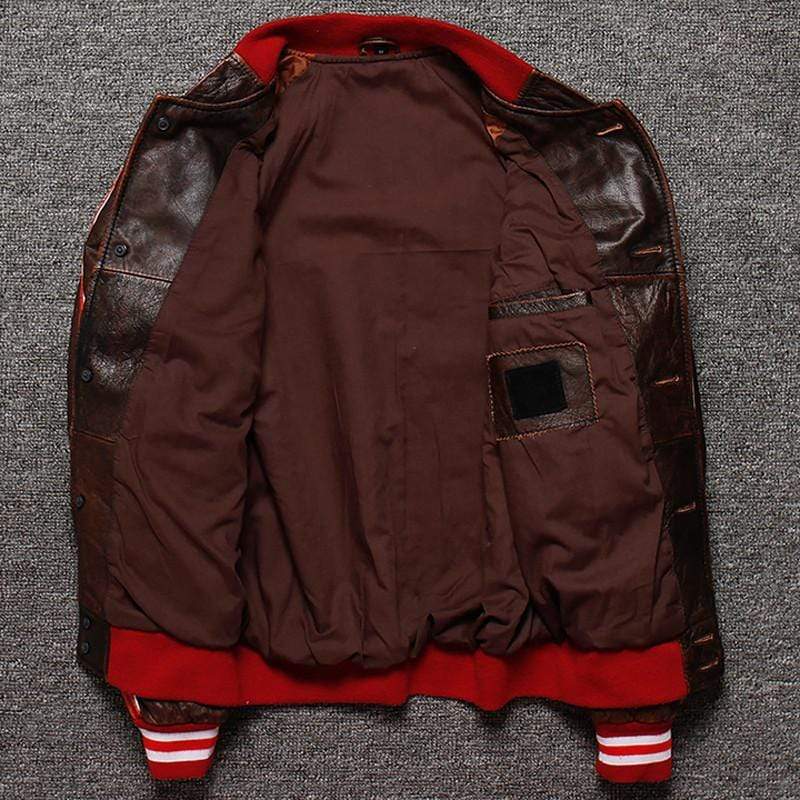 details interieur blouson cuir pilote amerique