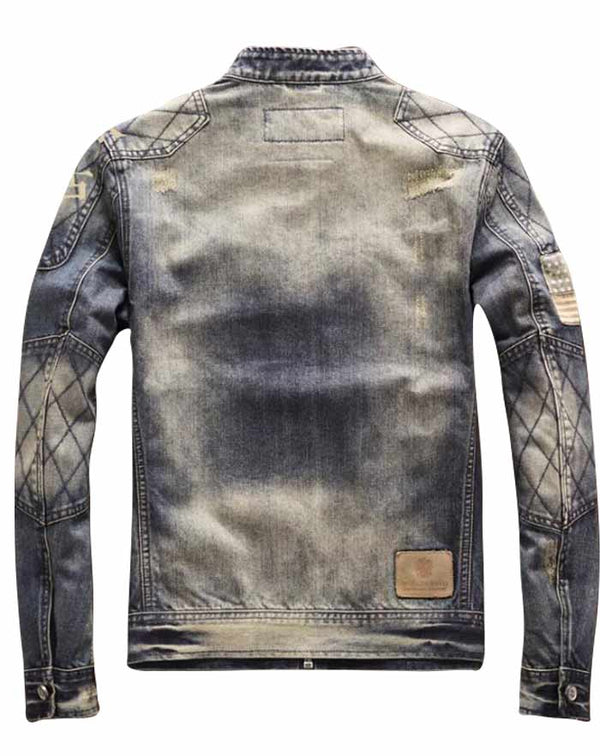 dos blouson jean drapeau usa