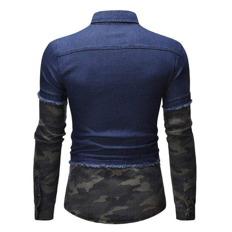 dos chemise look jean camouflage
