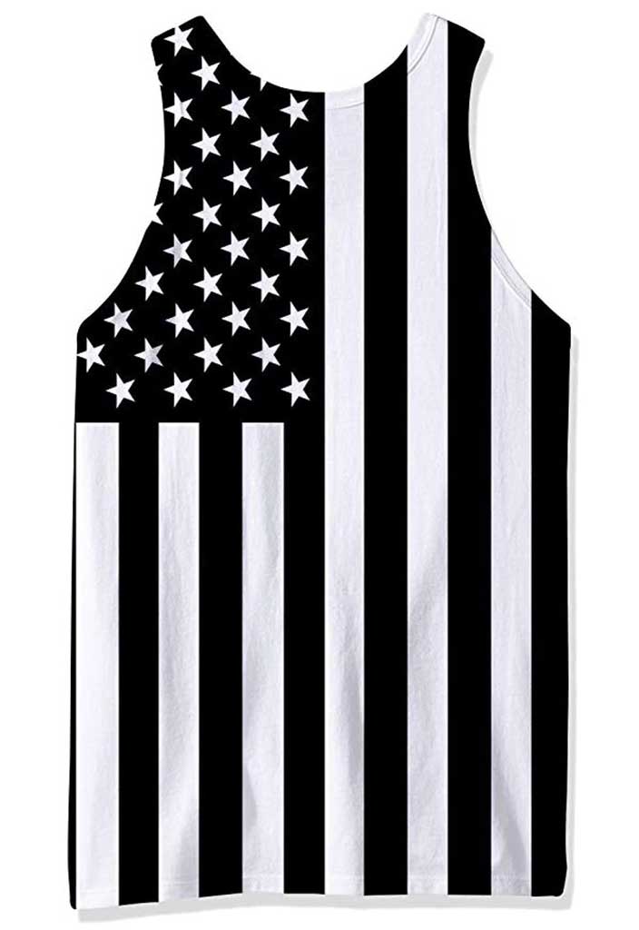 dos debardeur drapeau us noir blanc