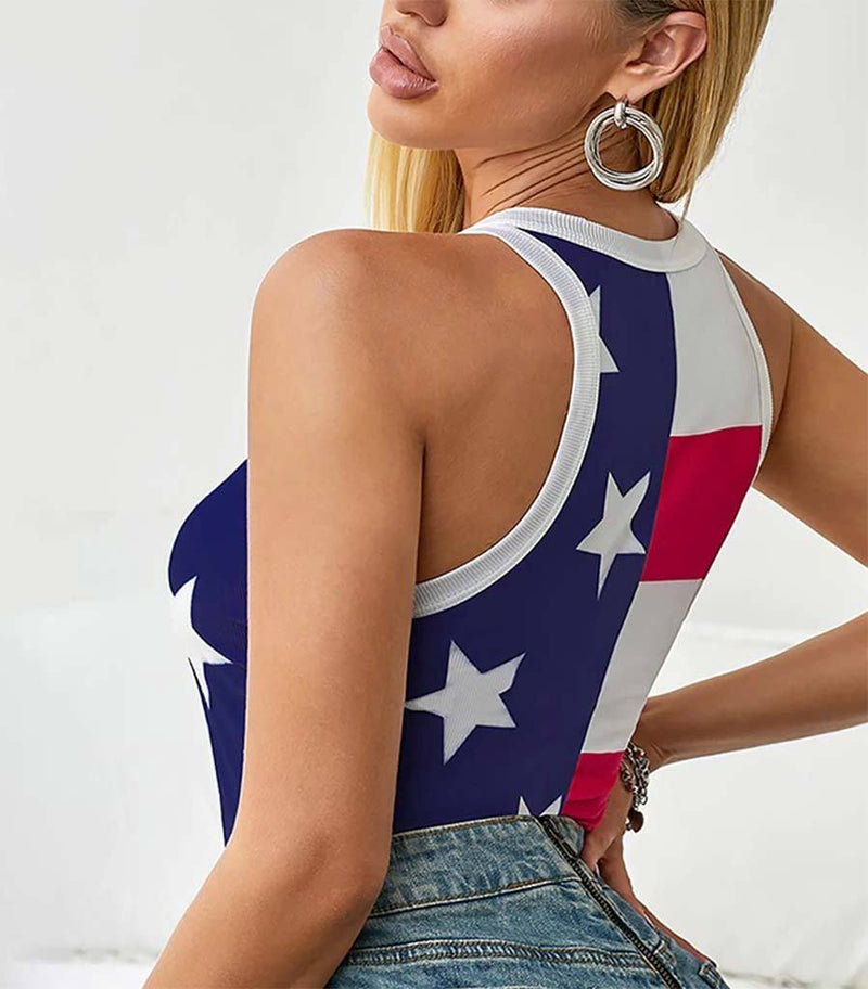 dos femme drapeau us