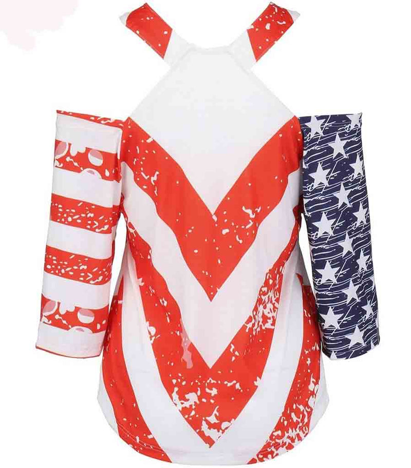 dos haut drapeau americain femme