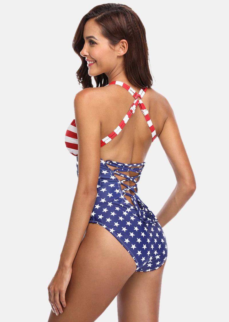 dos maillot usa attaches lacets
