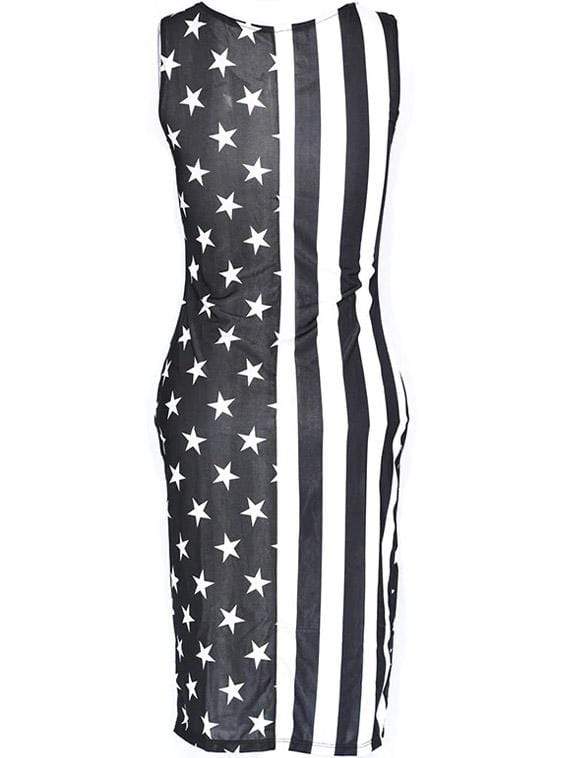 dos robe motif usa noir blanc