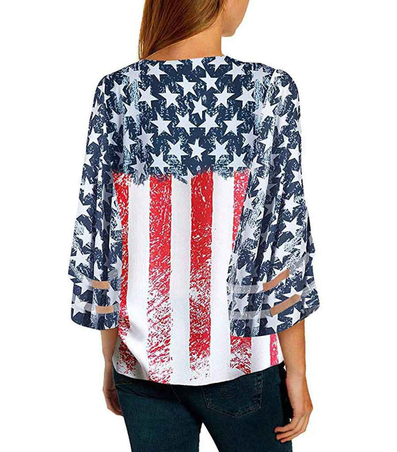 dos t shirt drapeau etats unis femme