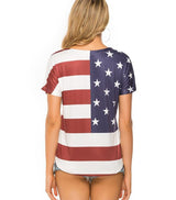 dos t shirt femme banniere usa