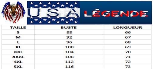 guide des tailles haut col americain