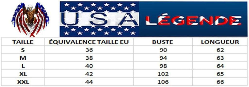 guide des tailles t shirt long americain femme