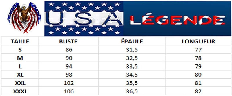 guide tailles debardeur femme motif americain