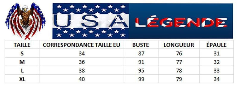 guide tailles debardeur imprime americain femme