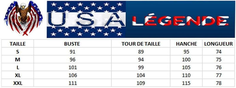 guide tailles debardeur long americain femme sport