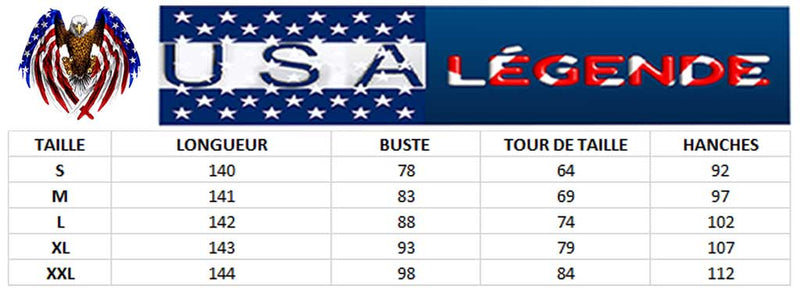guide tailles robe des etats unis