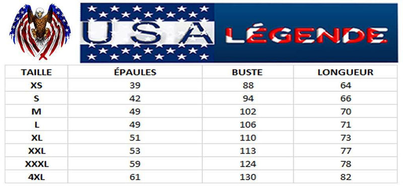 guide tailles vetement biker americain