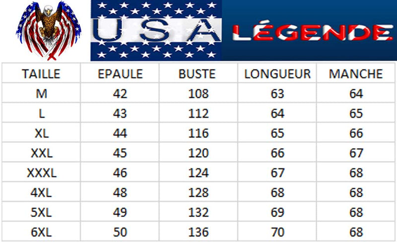 guide des tailles blouson pilote de chasse usa