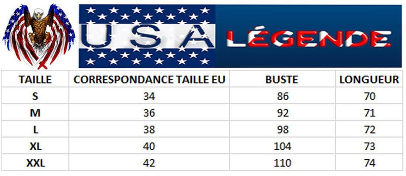 guide des tailles t shirt style americain femme