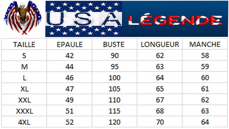 guide des tailles veste americaine motard