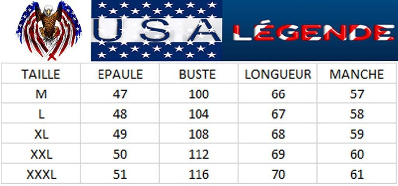 guide des tailles veste en jean drapeau usa